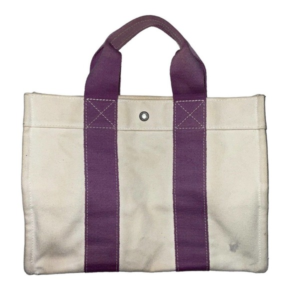 Hermes Bora Bora Canvas Tote Bag Ivory Purple - Picture 16 of 16
